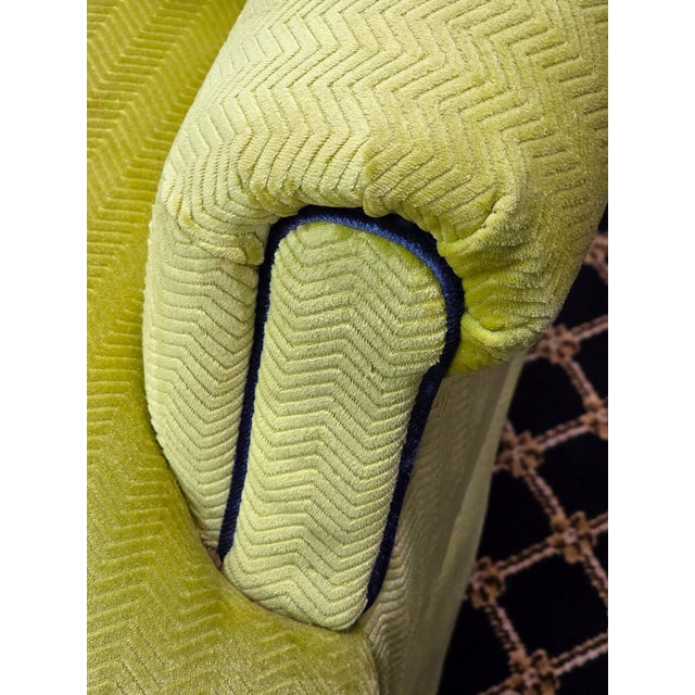 Chartreuse Chartreuse Custom Designer Upholstered Armchair & Ottoman Set of 3 For Sale - Image 8 of 8