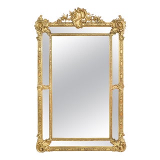Antique Louis Revival Giltwood Overmantel Cushion Mirror, 1860 For Sale