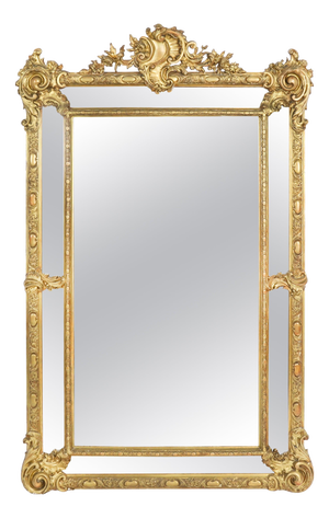 Antique Louis Revival Giltwood Overmantel Cushion Mirror, 1860