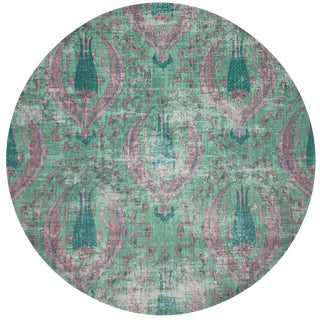 Nicolette Mayer Byzantine Jewel Green 16" Round Pebble Placemat, Set of 4 For Sale