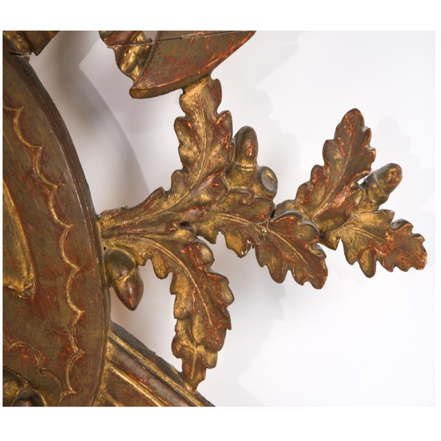Wood Vintage Carved Gilt Armorial Wall Crest Sculpture For Sale - Image 7 of 17