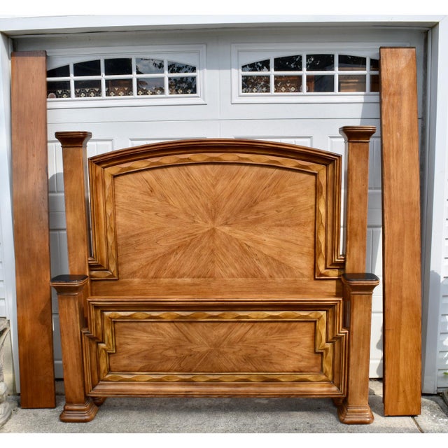 Tuscan Vtg. Queen Size Wood Tuscan Style Complete Bed W/Rails For Sale - Image 3 of 17