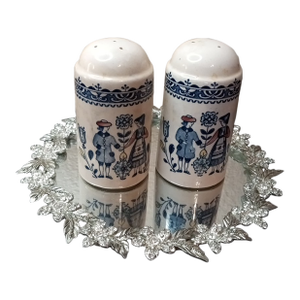 Pair of 1950s Staffordshire Hearts & Flower Ironstone Salt & Pepper Shakers, Made in England