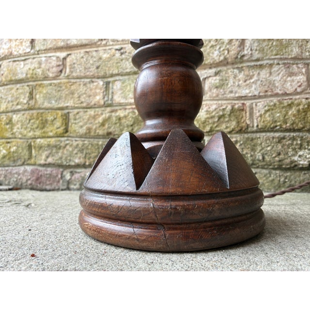 1940s Charlies Dudouyt Wooden Table Lamp, France For Sale - Image 9 of 14