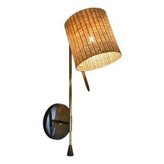 Ancora W2L Wall Lamp in Brass and Rattan by Jonathan Amar Studio For Sale