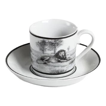 Africa Nera Cups & Saucers from Stella Fatucchi Art Porcelain, Set of 4 For Sale