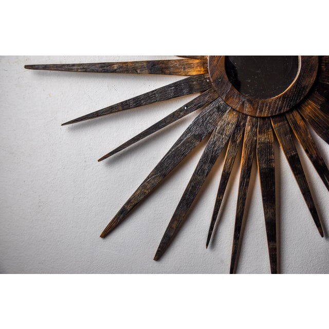 1960s French Wooden Sun Mirror, 1960s For Sale - Image 5 of 7