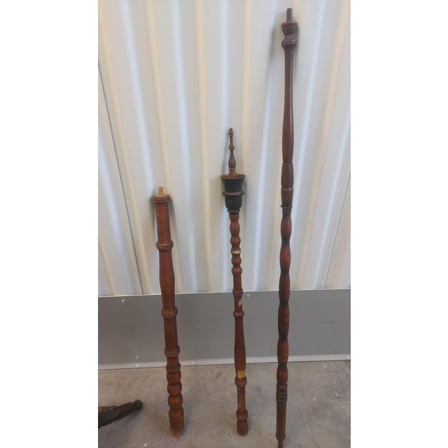 Brown 18th-Century European Antique Spinning Wheel — Complete With Distaff, Bobbins & Drive Wheel, Walnut For Sale - Image 8 of 15