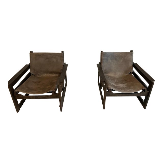 Restoration Hardware Nielsen Leather Chair -Set of 2 For Sale