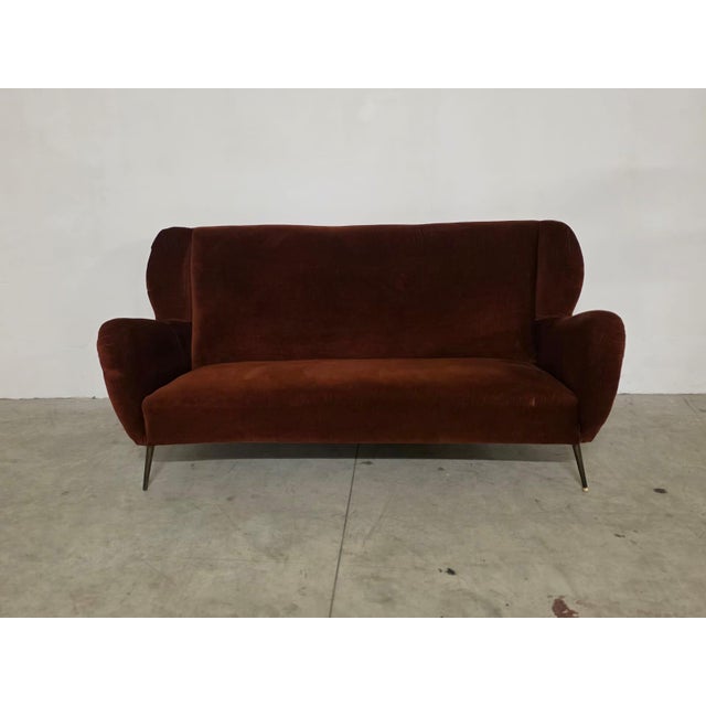 Vintage Italian Velvet Sofa, 1950s For Sale - Image 4 of 11