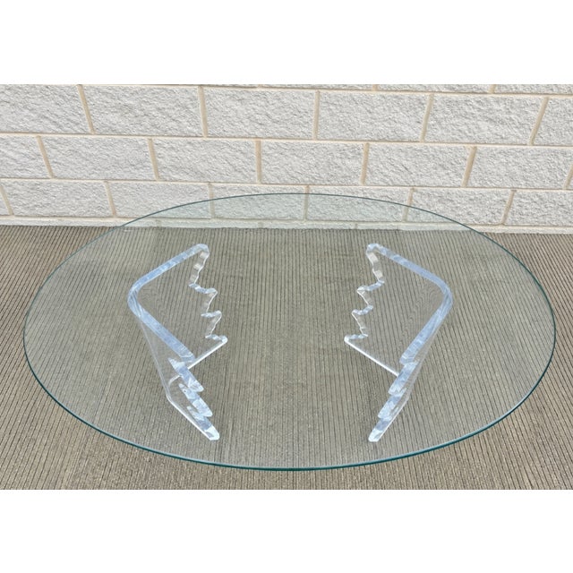 Postmodern 1980s Vintage Lucite and Glass Top Coffee Table For Sale - Image 3 of 7