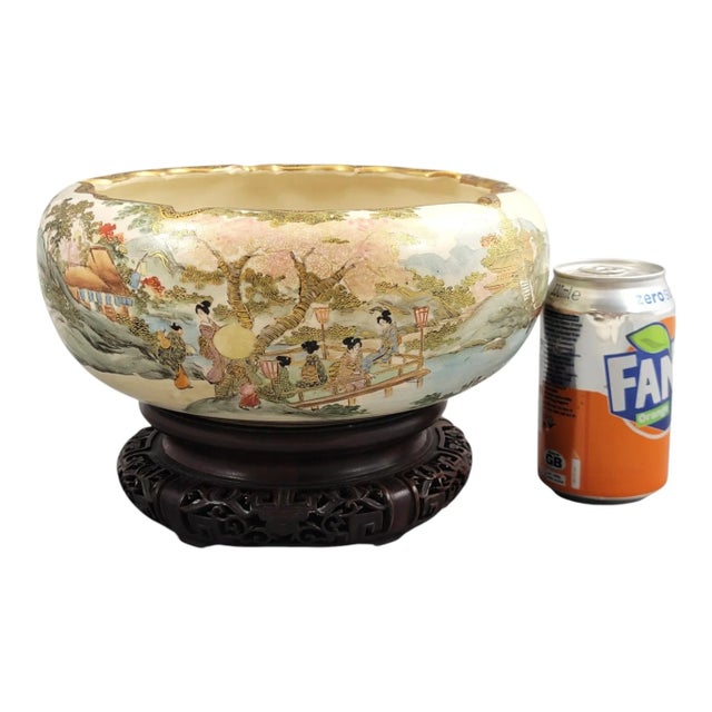 Meiji Japanese Satsuma Centrepiece Bowl by Master Shizan For Sale - Image 13 of 14
