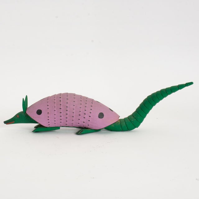 Folk Art Late 20th Century Manuel Jimenez Signed Hand Carved Folk Art Amadillo For Sale - Image 3 of 5