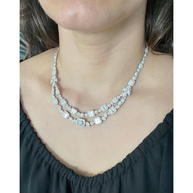 18.5 Carats VS, E Diamond Necklace made in 18 Karat white gold . One of our premium necklace from our Bridal collection....
