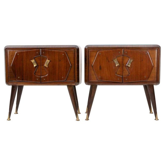 Vintage Italian Night Tables in Wood and Art Glass, 1950s, Set of 2 For Sale - Image 9 of 9