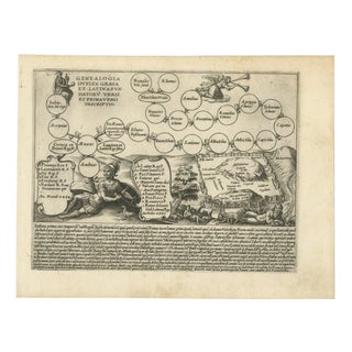 Genealogy of the Founders of Rome Engraving by Giacomo Lauro, 1612 For Sale