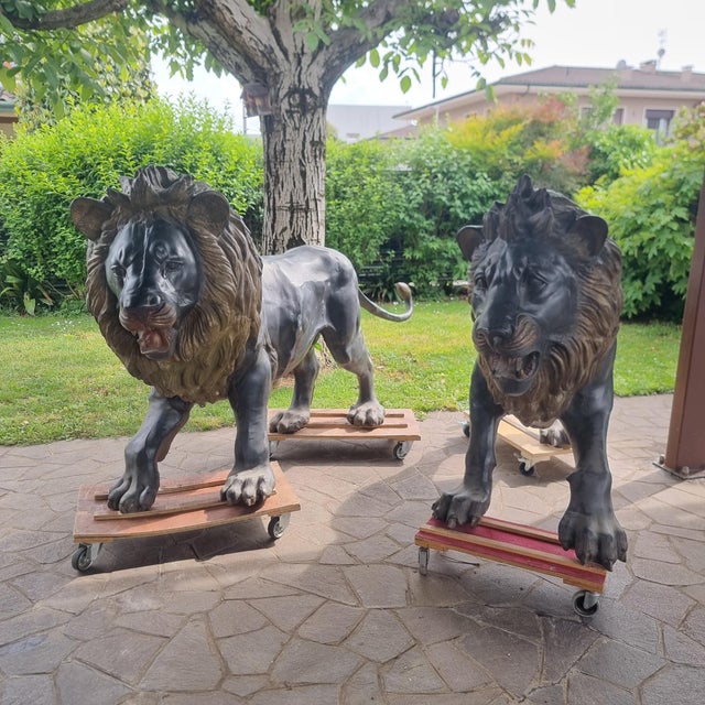 Large Bronze Sculptures of Lions, 1870, Set of 2, in Flawless conditions. Designed before 1890