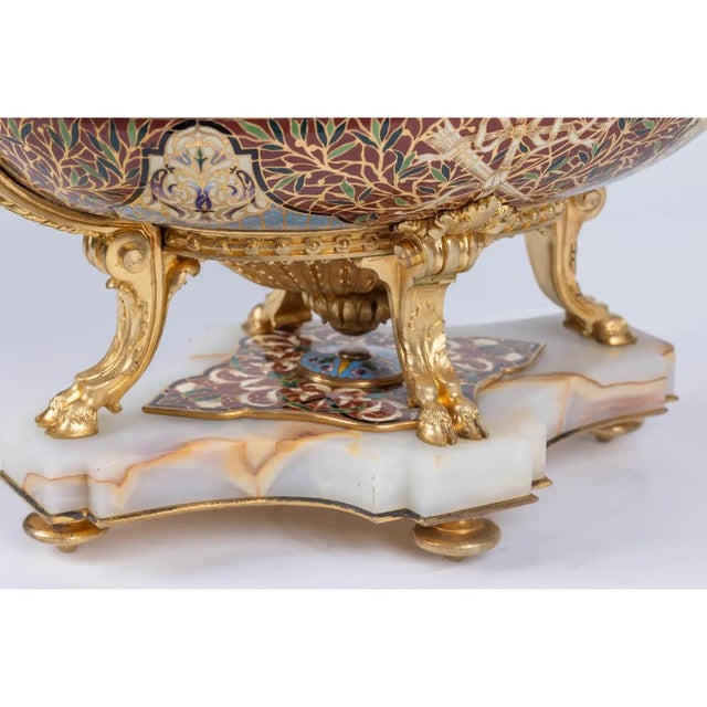 Antique French Ormolu, Champleve Enamel and Onyx Figural Centerpiece ...