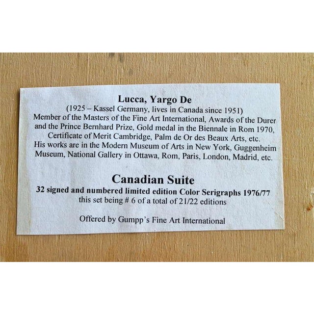 Yargo De Lucca, Canada Suite Signed Serigraph Yargo de Lucca Native Canadian Inspired Art Print, 1976-1977 For Sale In Miami - Image 6 of 7