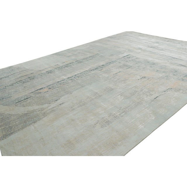 2010s Rug & Kilim’s Oversized Abstract Rug With Gray and Blue Geometric Patterns For Sale - Image 5 of 7