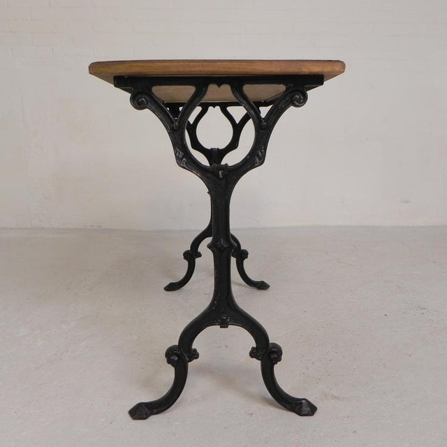 Bistro Table with Oak Top on a Cast Iron Frame, 1930s For Sale - Image 10 of 18