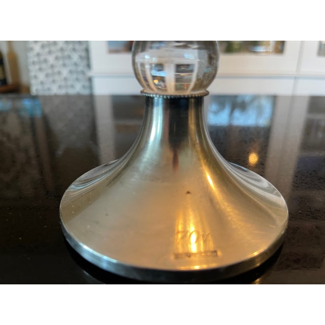 1920s Vintage European Clear & Satin Check Glass Vase With Sterling Silver Foot - 1920s/30s For Sale - Image 5 of 5