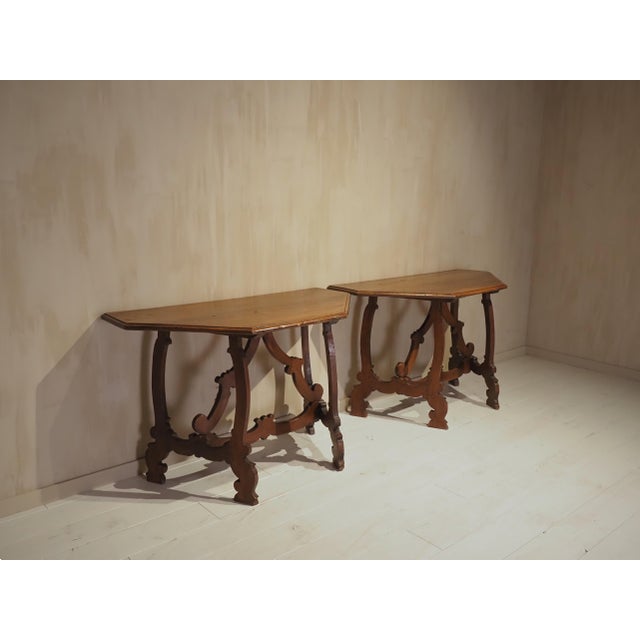 Antique Italian Console Tables, 1700, Set of 2 For Sale - Image 10 of 18