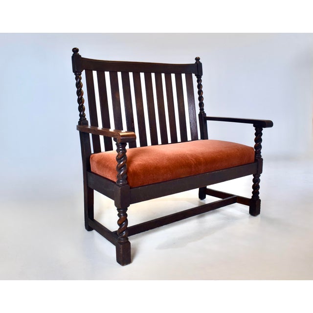 Mission Stickley Brothers Mission Oak Bench Settee Slat Back Barley Twist Legs For Sale - Image 3 of 11