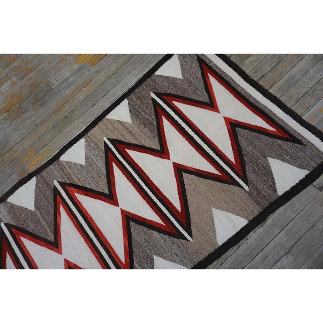 1920s Small Gray Antique Tribal Geometric Native American Navajo Flat Weave Rug For Sale - Image 10 of 11