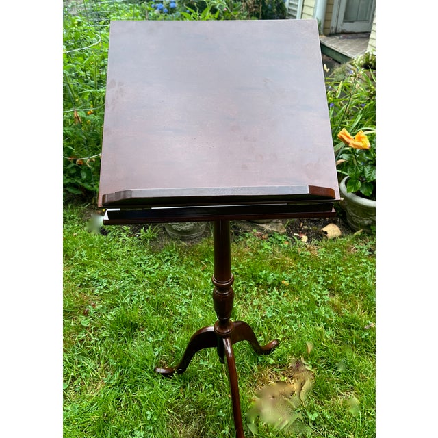 1980s Bombay Co. Lecturn Bookstand Cherry Wood Tripod Feet Adjustable Top For Sale - Image 5 of 9