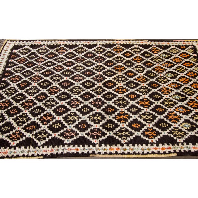 Brown Handmade Vintage Brown Tribal Moroccan Wool Rug For Sale - Image 8 of 10