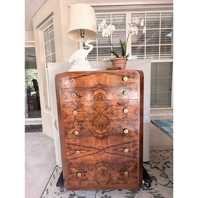 Art Deco Rosewood and Walnut Tall Chest of Drawers For Sale - Image 11 of 12