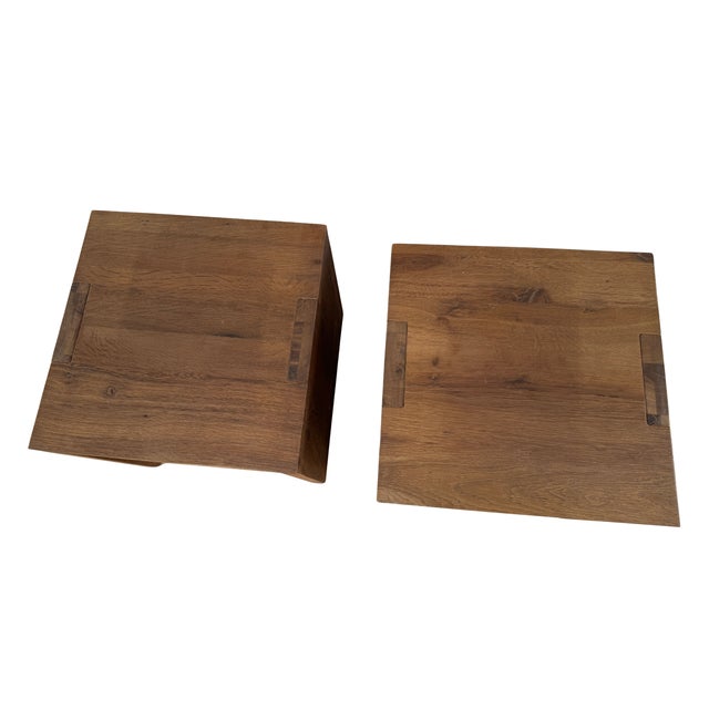 Restoration Hardware Restoration Hardware Modern Oak Side Tables (Pair) For Sale - Image 4 of 5