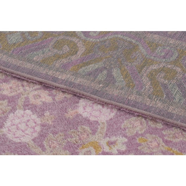 Textile Rug & Kilim’s Modern Khotan Rug in Purple with Pink and Green Floral Patterns For Sale - Image 7 of 7