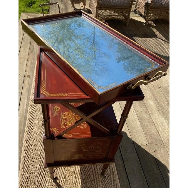 Chinoiserie Style Painted Server With Removable Tray by Century For Sale - Image 10 of 18