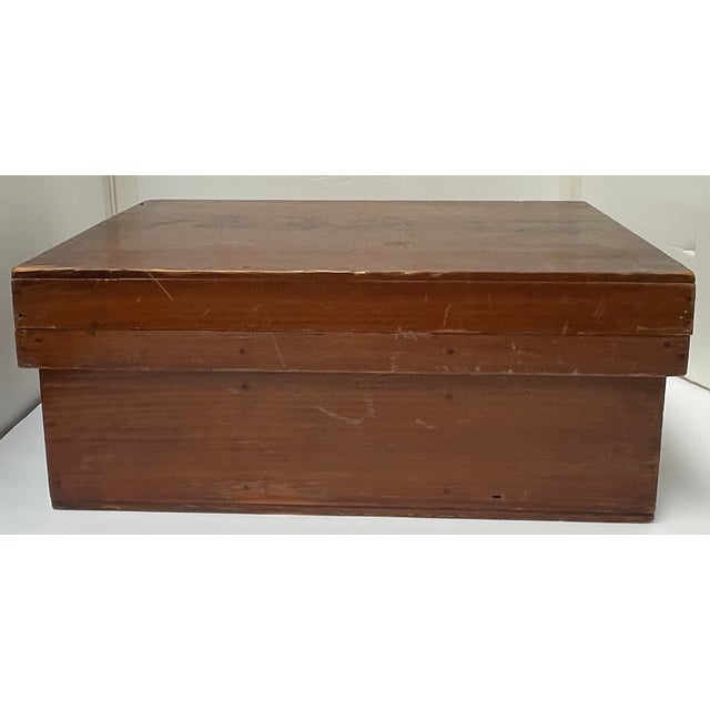 Antique Japanese Lidded Wooden Storage Box With Calligraphy For Sale - Image 4 of 9