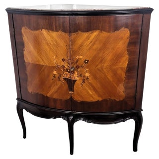 Vintage Italian Art Deco Walnut Bar Cabinet, 1950s For Sale