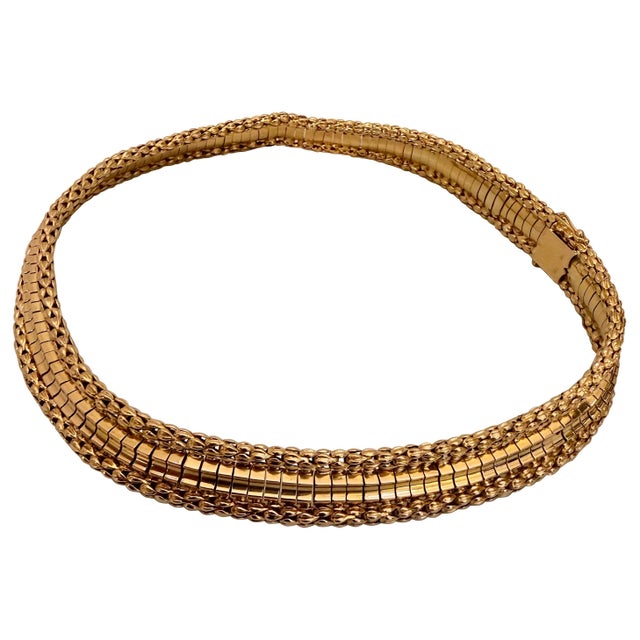 Vintage 18 Karat Yellow Gold 55.5 Gm Choker Link Like Chain Unisex, 16" Necklace For Sale - Image 15 of 18