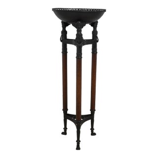 Maitland Smith Attributed Bronze & Leather Planter Stand For Sale