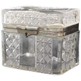 Antique Pressed Glass Lidded Casket For Sale