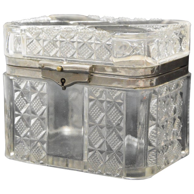Antique Pressed Glass Lidded Casket For Sale