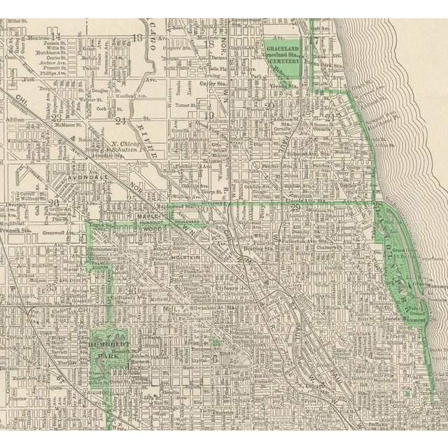 Antique Street Map of Chicago with Loop and Lakefront by Ran McNally, 1899 For Sale - Image 4 of 12