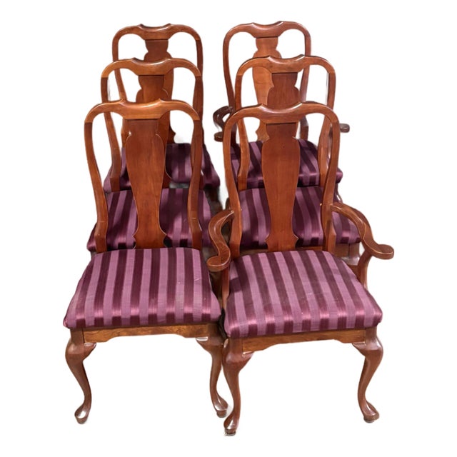1990s Queen Anne Solid Cherry Dining Chairs by Cresent Furniture – Nashville, Tn For Sale