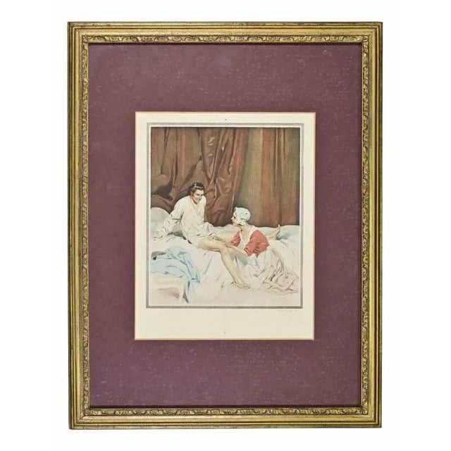 Unknown, Erotic Scenes, Lithograph, Framed, Set of 2 For Sale - Image 3 of 6
