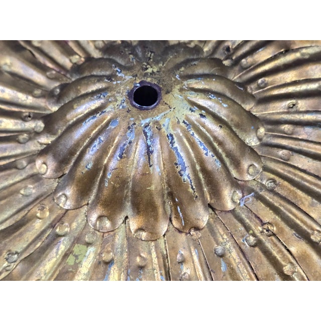 1950s Gold Metal Tole Sunburst Shade for Ceiling Light Fixture, Made in Italy For Sale - Image 13 of 18