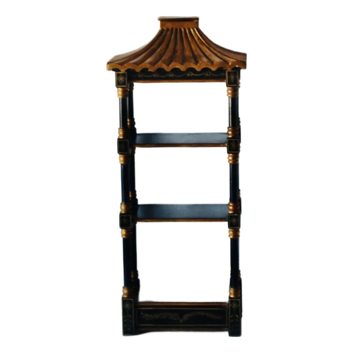 Vintage Chinoiserie Pagoda Form Faux Bamboo Wall Rack 3 Shelves | Chairish