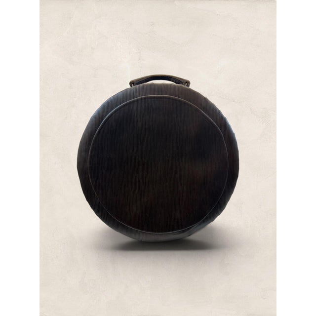 Textile English Victorian Faux Bois Leatherette Hat Box For Sale - Image 7 of 12