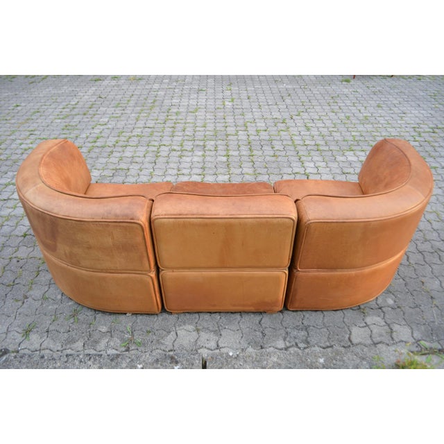 Wood Vintage DS 15 Modular Cognac Saddle Leather Sofa from de Sede, 1970s, Set of 3 For Sale - Image 7 of 18