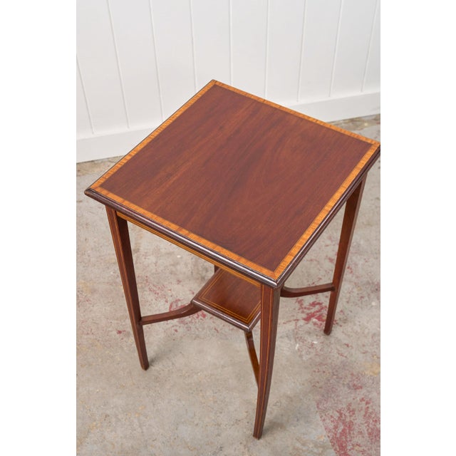 English Early 20th Century Square Edwardian Two-Tier Side Table For Sale - Image 3 of 7