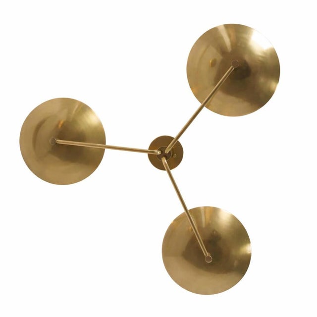 Not Yet Made - Made To Order Handcrafted Solid Brass 3-Light Flush Mount Ceiling Fixture For Sale - Image 5 of 9